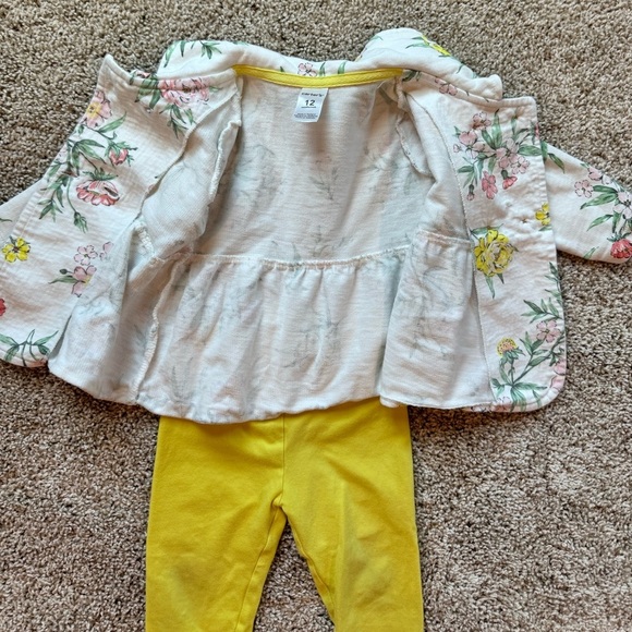 Carters baby girl 2- piece outfit set jacket pant set floral size 12 months - Picture 5 of 9